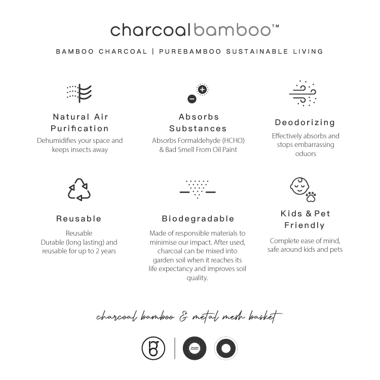CharcoalBamboo - 天然吸濕除臭擴香原竹炭套裝