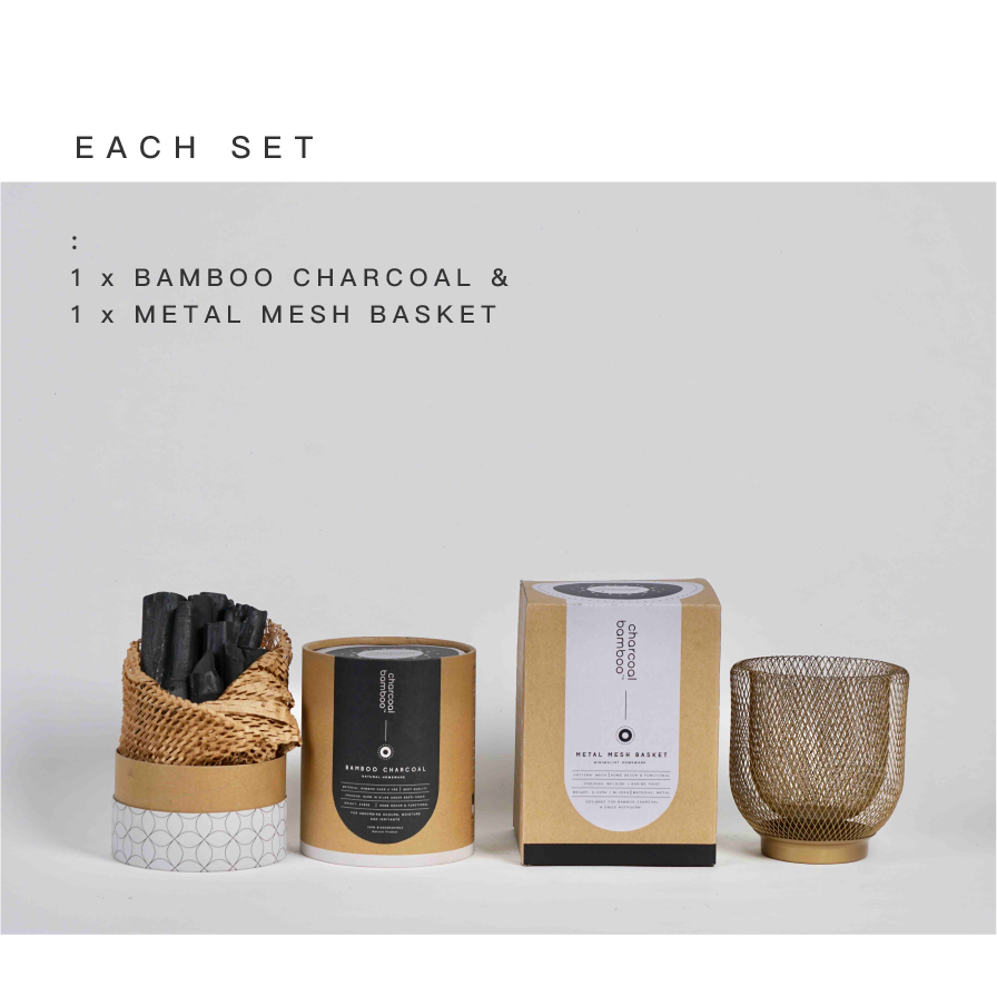 Set 1【CharcoalBamboo 吸濕擴香天然原竹炭套裝】
